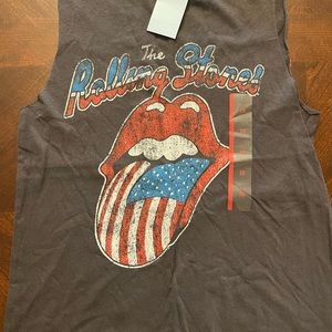 Women's The Rolling Stones American Flag Logo Graphic Cropped Tank Top